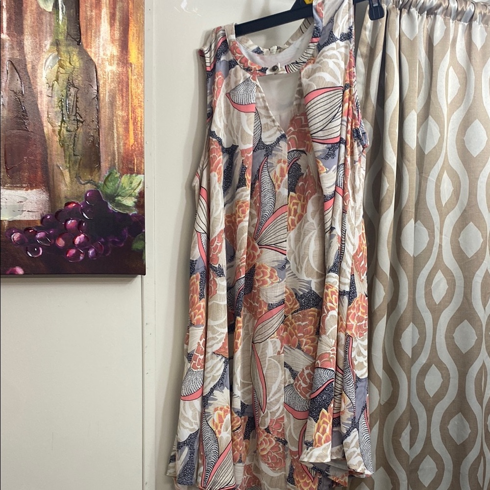 Umgee Cream Long Sleeve Scoop Neck Sundress